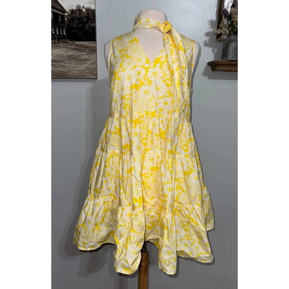 Lisa Marie Fernandez for Targetyellow and white floral print tiered mini dress M